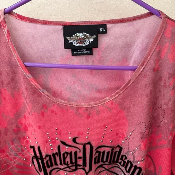 NWOT Harley Davidson SZ XL Sheer Top Shirt Long Sleeve - Picture 2 of 9